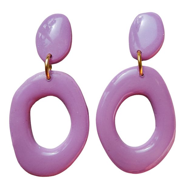 Ovale donut oorbel lila
