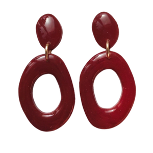Ovale donut oorbel rood