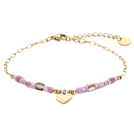 Armband kraaltjes paars handgemaakte armband van Joy & Clay