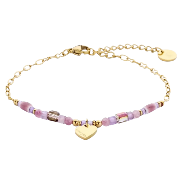 Armband kraaltjes paars handgemaakte armband van Joy & Clay