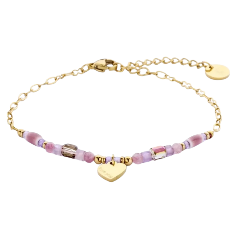 Armband kraaltjes paars handgemaakte armband van Joy & Clay