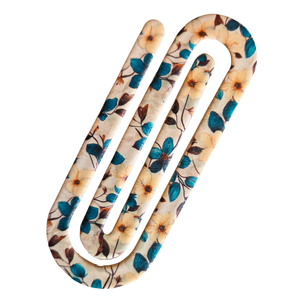 Boekenlegger blauw/gele bloemetjes
