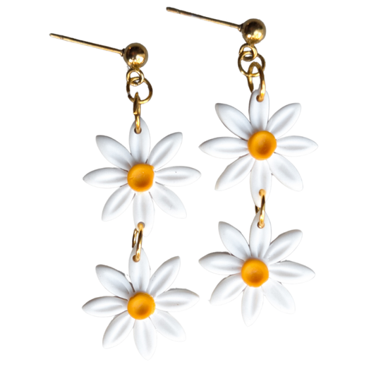 Fem - dubbele madelief hanger handgemaakte oorbellen van Joy & Clay