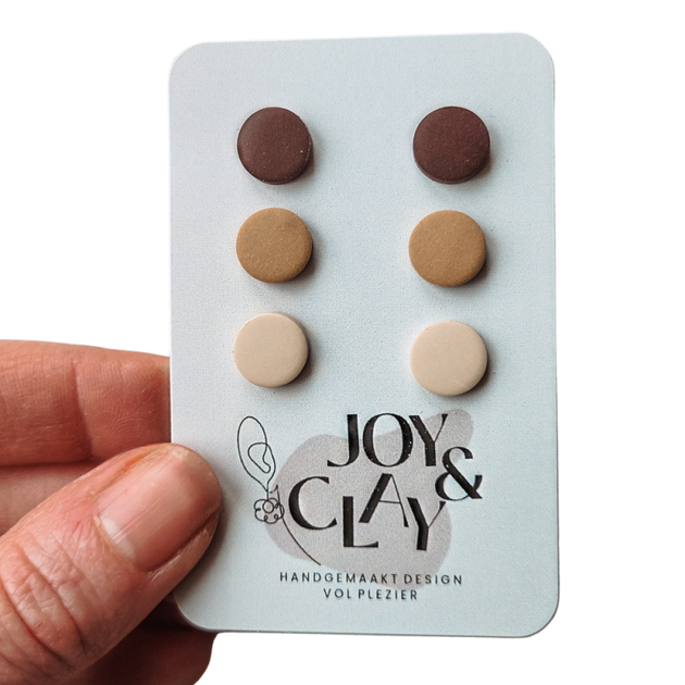 Studs set neutrals handgemaakte oorbellen van Joy & Clay