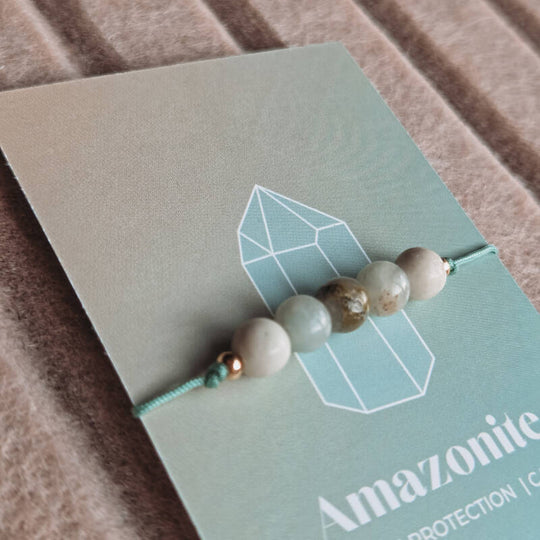Armbandje edelsteen amazoniet handgemaakt sieraad van Joy & Clay
