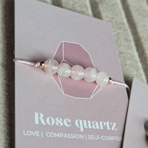 Armbandje edelsteen rozenkwarts handgemaakt sieraad van Joy & Clay