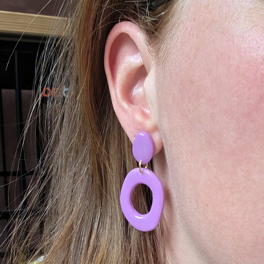 Ovale donut oorbel rood