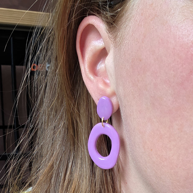 Ovale donut oorbel rood