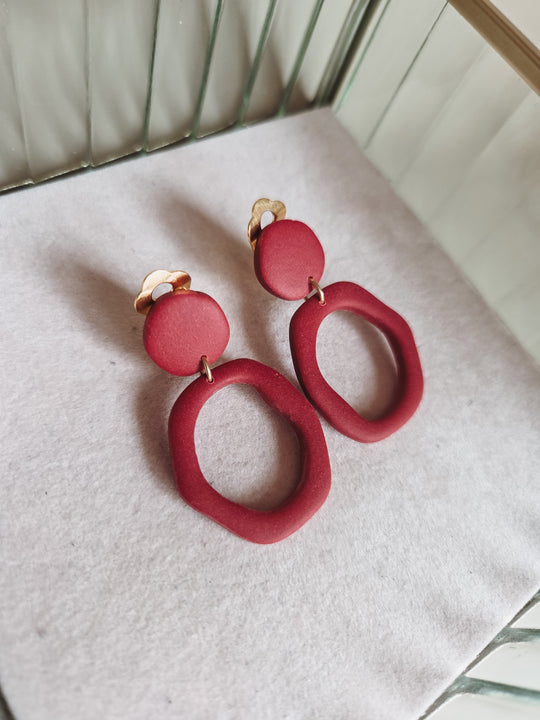 Clip oorbellen cirkels rood