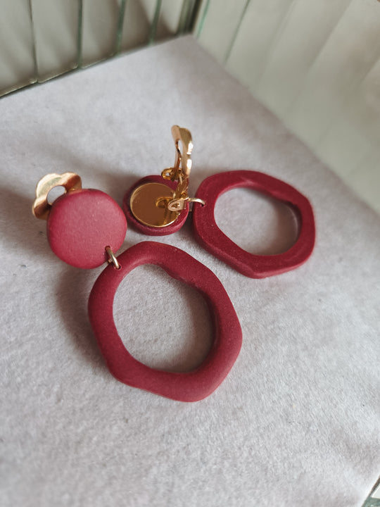 Clip oorbellen cirkels rood