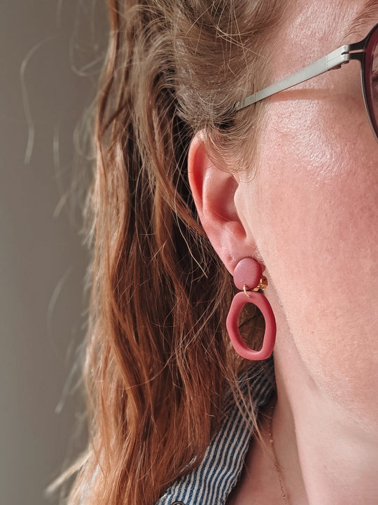 Clip oorbellen cirkels rood