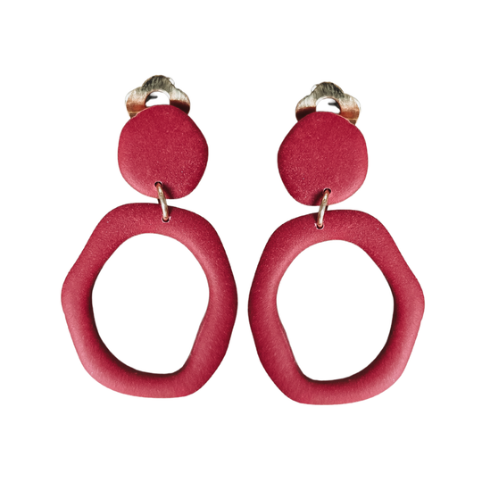 Clip oorbellen cirkels rood