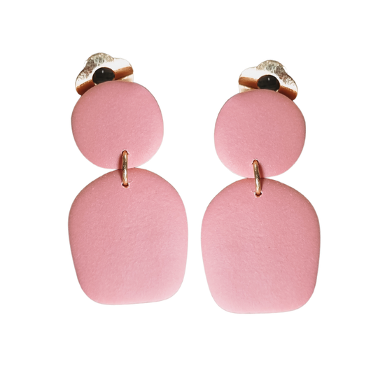 Clip oorbellen organisch roze
