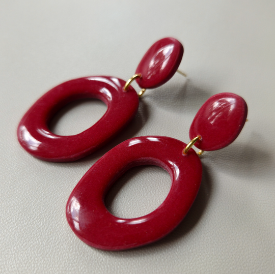 Ovale donut oorbel rood