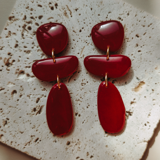 Lange statementoorbel rood