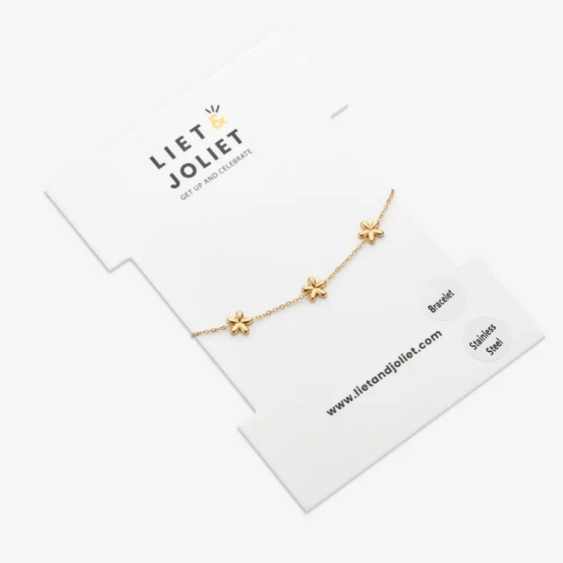 Armband bloemetjes goud handgemaakt sieraad van Joy & Clay
