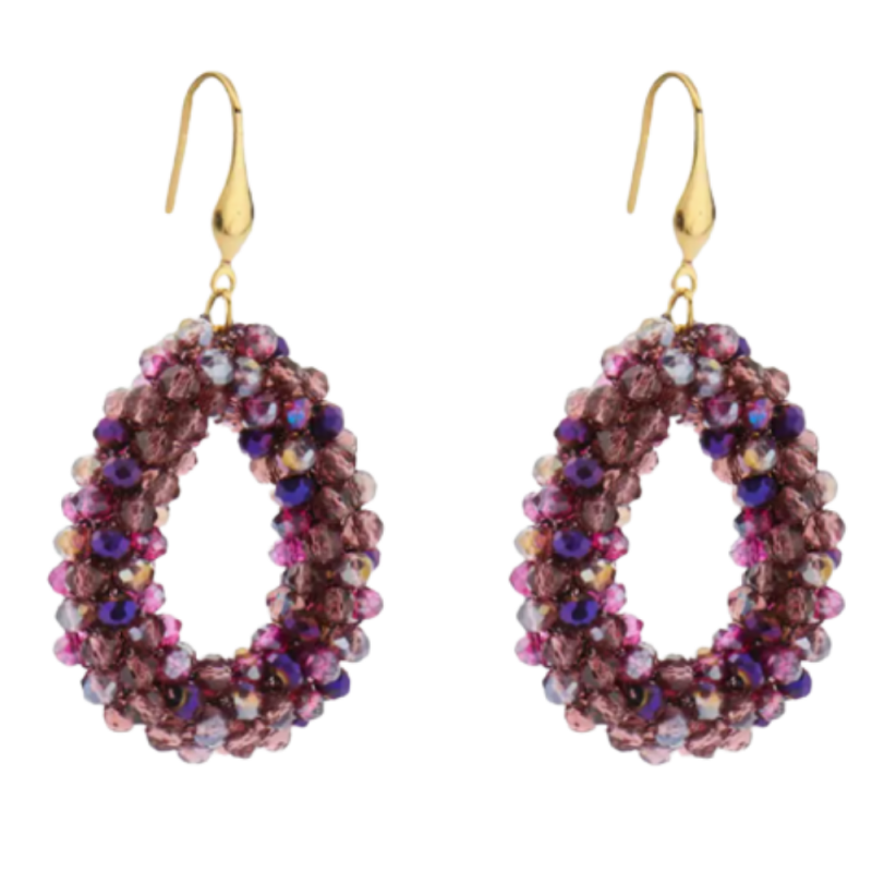 Statement oorbellen paars handgemaakte oorbellen van Joy & Clay