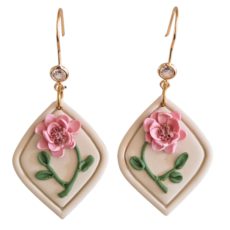 Geboortebloem november: chrysant handgemaakte oorbellen van Joy & Clay