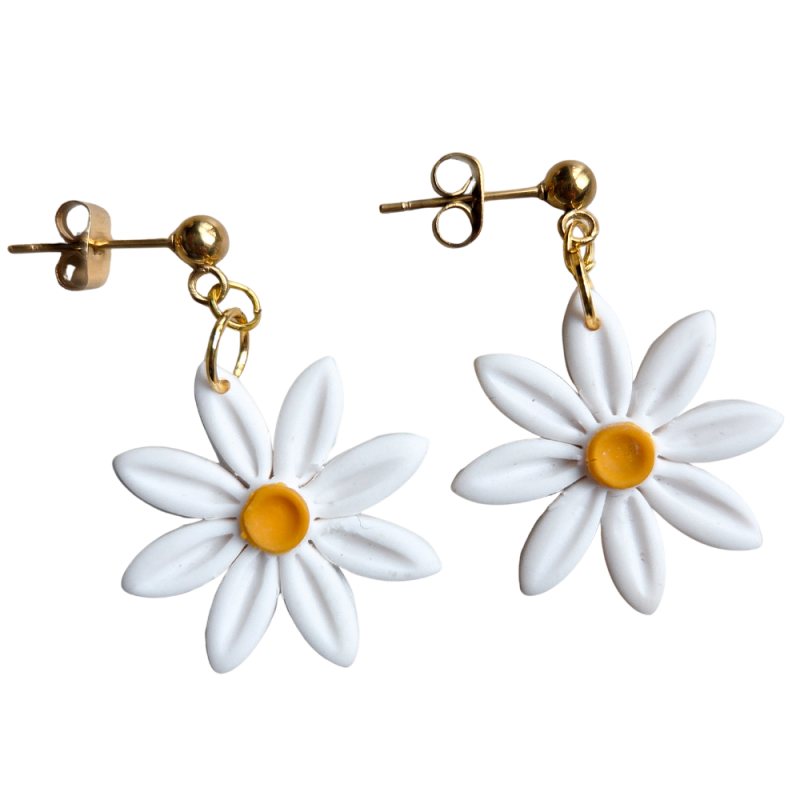 Demi - madelief hanger handgemaakte oorbellen van Joy & Clay
