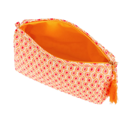 Roze/oranje make-up tasje groot handgemaakt sieraad van Joy & Clay