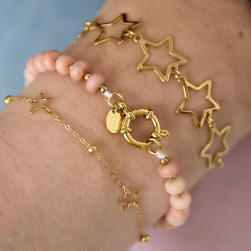 Kralenarmband champagne handgemaakt sieraad van Joy & Clay