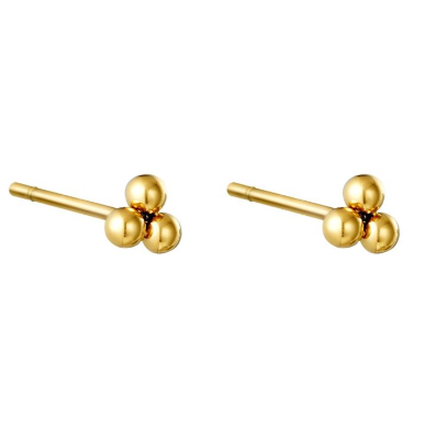 Studs drie balletjes goud handgemaakte oorbellen van Joy & Clay